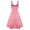 Space Dye Sundress Rhinestone Buckled Ruffled Mini Cami Dress - PINK ROSE 3XL