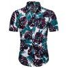 Chemise Hawaiienne Motif de Feuille à Manches Courtes - multicolor M