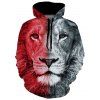 Sweat à Capuche Décontractée Lion Graphique avec Poche - multicolor 2XL