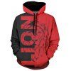 Sweat à Capuche Décontractée Lion Graphique Contrasté avec Poche en Avant - multicolor 2XL