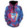 Sweat à Capuche Décontracté Lion Peinture Graphique avec Poche en Avant - multicolor XL
