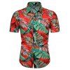 Chemise Hawaiienne Motif de Feuille à Manches Courtes - multicolor M