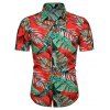 Chemise Hawaiienne Motif de Feuille à Manches Courtes - multicolor L
