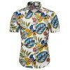 Chemise Décontractée à Imprimé Feuille à Manches Courtes - multicolor 2XL