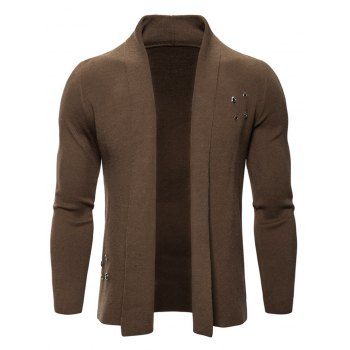 

Solid Color Casual Knitted Cardigan, Coffee