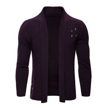 

Solid Color Casual Knitted Cardigan, Dull purple