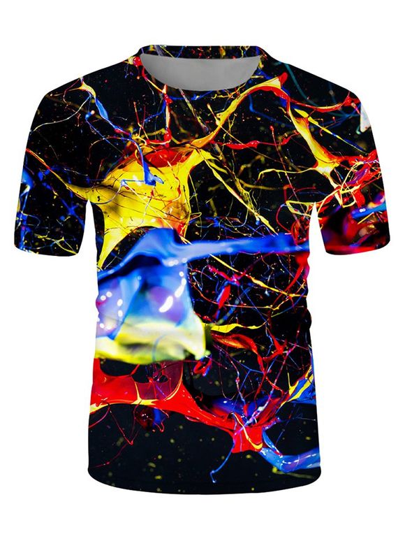 T-shirt Décontracté Coloré Imprimée à Manches Courtes - multicolor 3XL