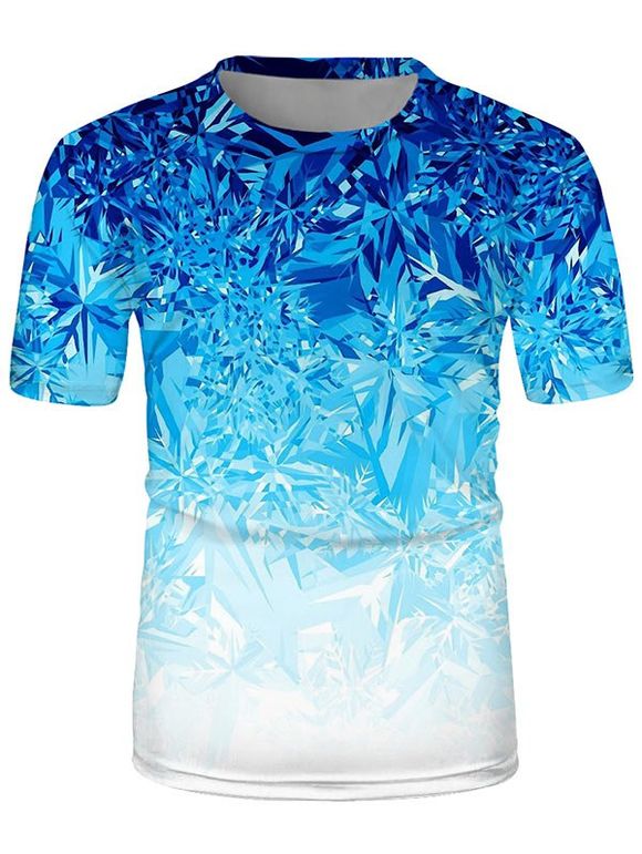T-shirt Glace Imprimée à Manches Courtes - Bleu Océan L
