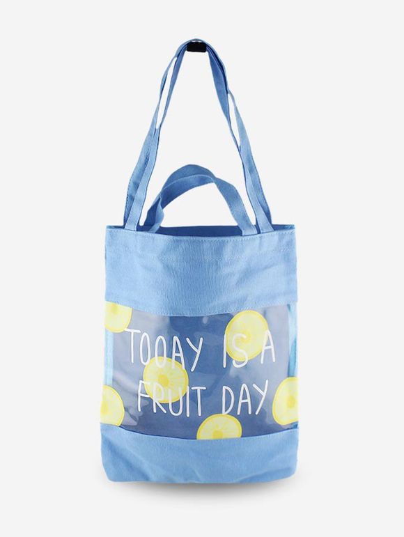 Sac Fourre-tout Transparent Fruit Imprimé en PVC - Bleu 