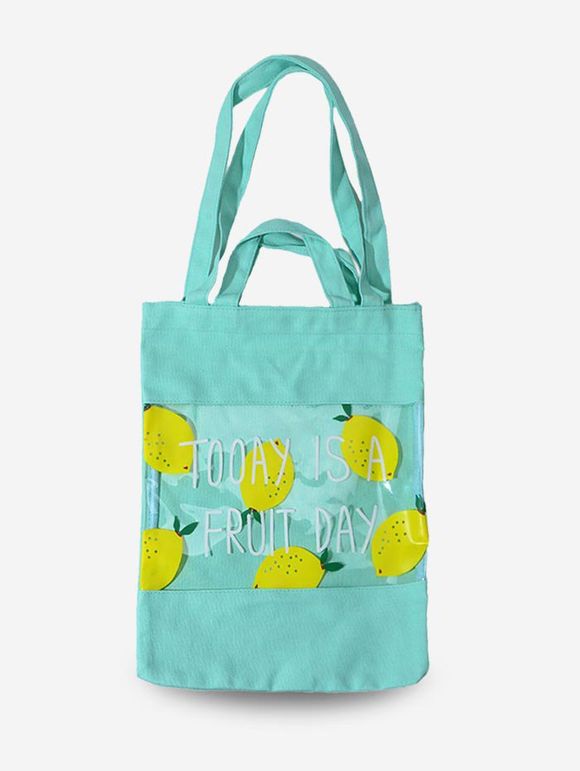 Sac Fourre-tout Transparent Fruit Imprimé en PVC - Vert Jaune 