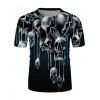 T-shirt Crâne Imprimée à Manches Courtes - Noir XL
