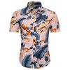 Tropical Leaf Floral Pattern Button Up Beach Shirt - multicolor 2XL