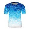 T-shirt Glace Imprimée à Manches Courtes - Bleu Océan 2XL