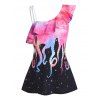 Débardeur Décontracté à Imprimé Pieuvre à Bretelle à Volants - multicolor A 3XL