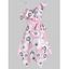 Flower Print Flounce Handkerchief Wrap Dress - FLAMINGO PINK 3XL