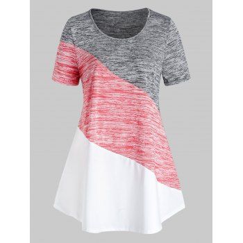 

Plus Size Colorblock Marled T Shirt, Smokey gray