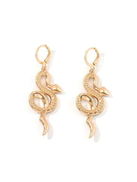 Boucles d'Oreilles Pendantes Gravées en Forme de Serpent - Or 