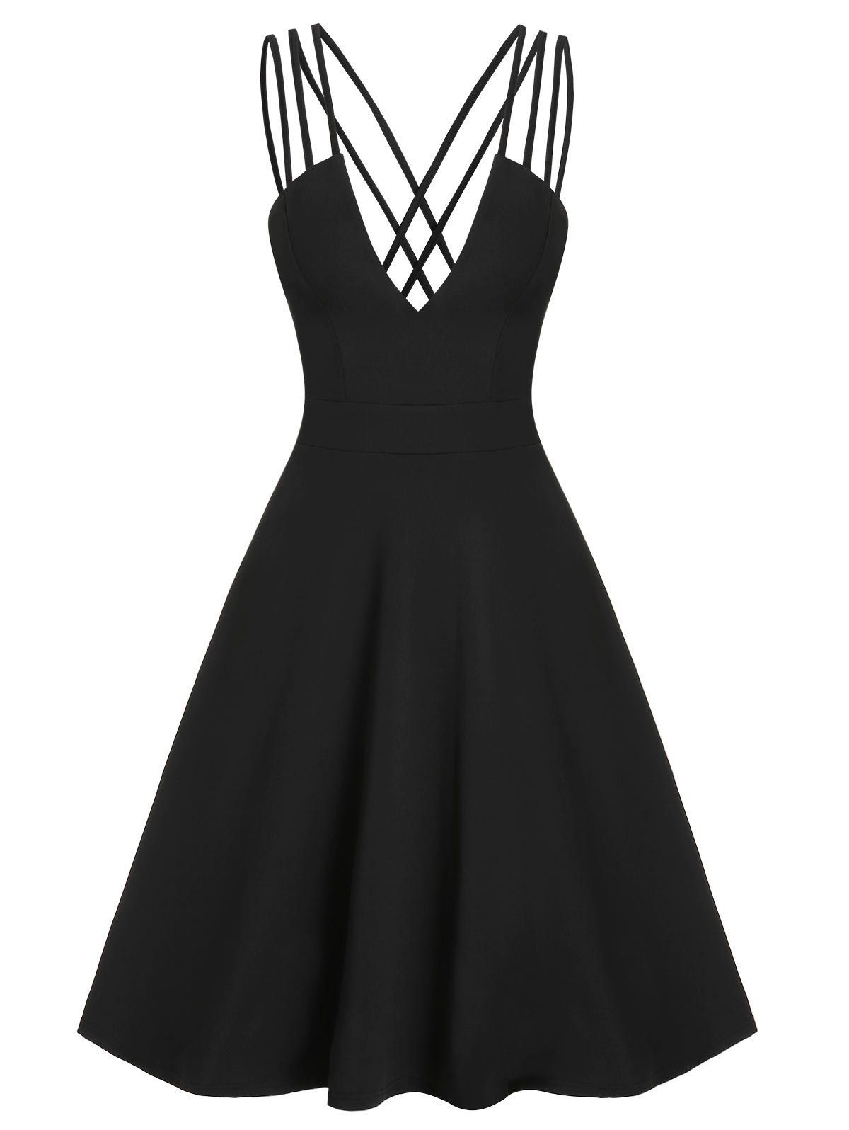 [32% OFF] 2021 Low Cut V Neck High Waist Backless Dress In BLACK ...