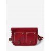 Sac à Bandoulière Rectangle à Rabat avec Rivet - Rouge Vineux 