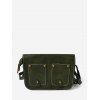 Sac à Bandoulière Rectangle à Rabat avec Rivet - Vert Mer Moyen 