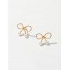 Boucles d'Oreilles Nœud Papillon Design avec Fausse Perle - Or 