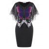 Robe Superposée Papillon Panneau en Mousseline de Grande Taille - Noir 3X