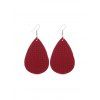 Boucles d'Oreilles Goutte d'Eau en Cuir à Carreaux - Rouge Vineux 