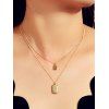 Collier Rectangulaire Pendant à Double Couches - Or 