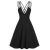 Robe Coupe Basse sans Dos Taille Haute à Col V - Noir M