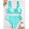 Maillot de Bain Bikini Grande Taille à Volants - Turquoise L