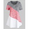 T-shirt en Blocs de Couleurs Grande Taille - Gris fumée 3X