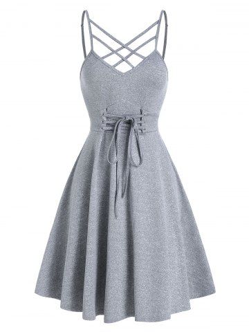 Mini Robe à Bretelle à Lacets en Avant