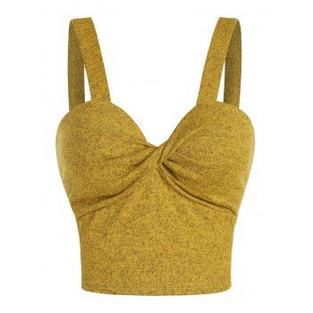 

Twist Front Heathered Tank Top, Golden brown