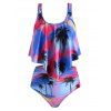Maillot de Bain Tankini Ombré Palmier Imprimé de Grande Taille - multicolor 4X