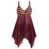 Maillot de Bain Tankini Mouchoir Croisé en Maille Insérée de Grande Taille - Rouge Vineux 5X