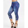 Legging Court Motif de 3D Papillon de Grande Taille - Bleu Myrtille 4X