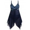 Maillot de Bain Tankini Mouchoir Croisé en Maille Insérée de Grande Taille - Cadetblue 5X