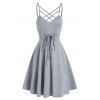 Front Strappy Lace Up Mini Cami Dress - GRAY CLOUD 3XL
