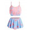 Maillot de Bain Tankini à Volants à Frange Grande-Taille - Bleu Poudre L