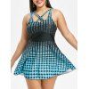 Maillot de Bain Tankini Croisé Motif à Pois de Grande Taille - Noir 4X