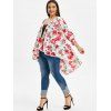 Plus Size Lace Panel Floral High Low Summer Cardigan - WHITE 4X