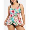 Maillot de Bain Tankini Tulipe Fleuri Imprimé de Grande Taille - multicolor A 5X