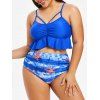 Maillot de Bain Tankini Plissé Motif d'Etoile de Mer de Grande Taille - Bleu Myrtille 4X