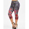 Legging Court 3D Jean Imprimé de Grande Taille - Gris Carbone 2X