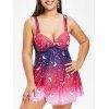 Maillot de Bain Tankini Croisé Motif de Ciel Etoilé de Grande Taille - multicolor 3X