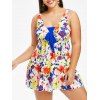 Maillot de Bain Tankini Motif Fleuri de Grande Taille avec Nœud Papillon - multicolor 4X