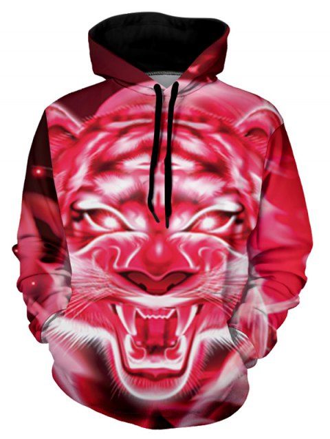 Tiger Graphic Front Pocket Casual Hoodie