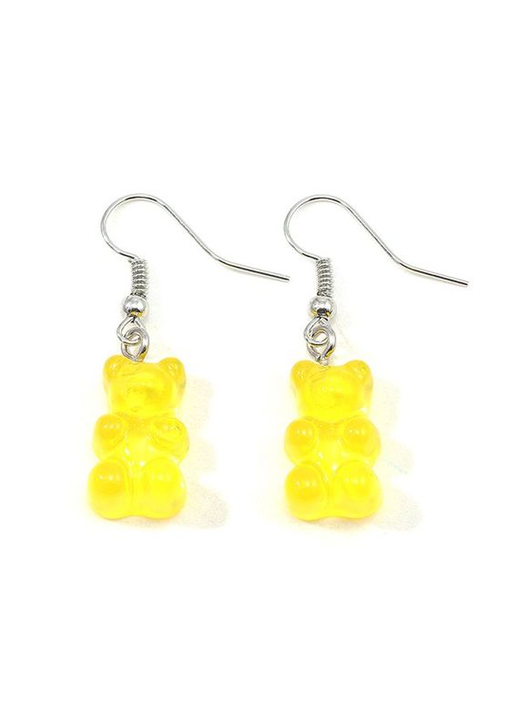 Boucles d'Oreilles Ours Transparentes en Résine - Jaune 