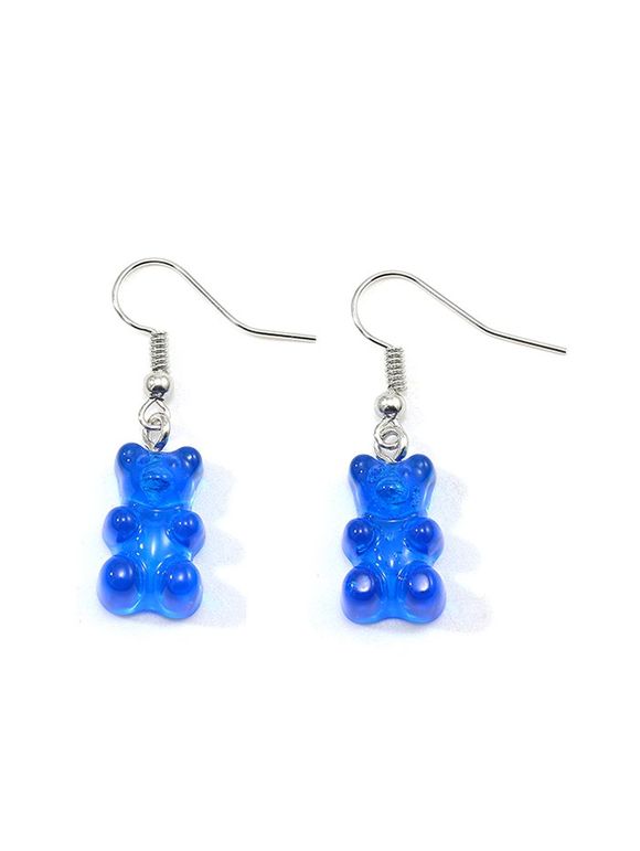 Boucles d'Oreilles Ours Transparentes en Résine - Bleu 
