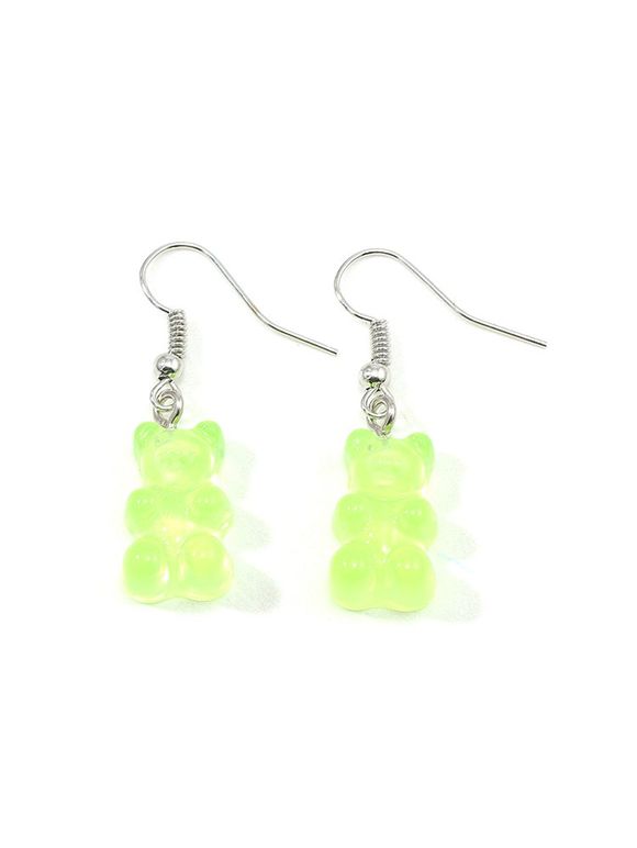 Boucles d'Oreilles Ours Transparentes en Résine - Vert Menthe 